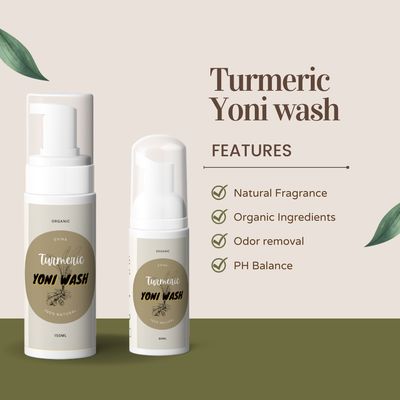 Vaginal Cleansing with Private Label Natural Herbal Washing Liquid Turmeric Yoni Wash