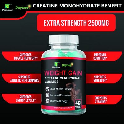Private Label Creatine Monohydrate Gummy Candy for Weight Gain 24 Months Shelf-Life