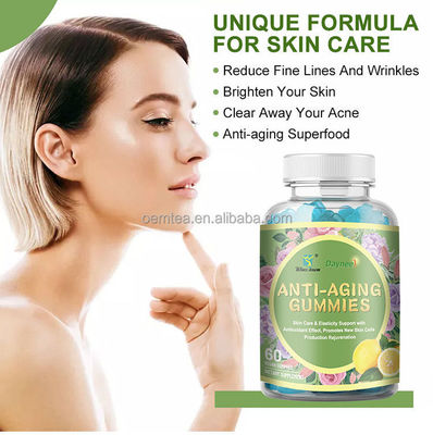 Room Temperature Storage Method Lutein Collagen Anti-Aging Gummies for Skin Whitening