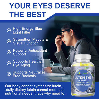Private Label Lutein Eye Gummy Sugar-Free 60pcs for Bright Eyes Shelf-Life 24months